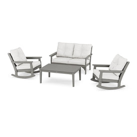 Vineyard Four-Piece Deep Seating Rocking Chair Set - Slate Gray/Textured Linen