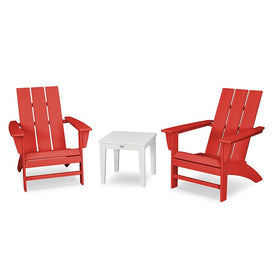 Modern Adirondack Three-Piece Set - Sunset Red/White