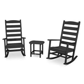 Shaker Three-Piece Porch Rocking Chair Set - Black