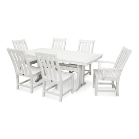 Vineyard Nautical Seven-Piece Trestle Dining Set - White