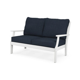 Braxton Deep Seating Settee - White/Marine Indigo