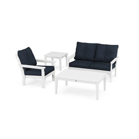 Vineyard Four-Piece Deep Seating Set - White/Marine Indigo