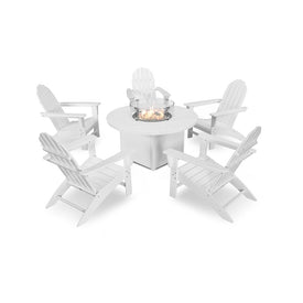 Vineyard Adirondack Six-Piece Chat Set with Fire Pit Table - White