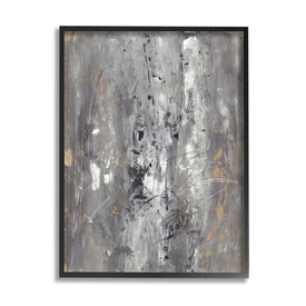 Ancient Mark Inspired Abstraction Gray Brown Design 20" x 16" Black Framed Wall Art