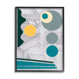 Geometric and Line Abstraction Modern Circular Shapes 20" x 16" Black Framed Wall Art