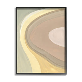 Abstract Organic Curves Neutral Brown Yellow 20" x 16" Black Framed Wall Art