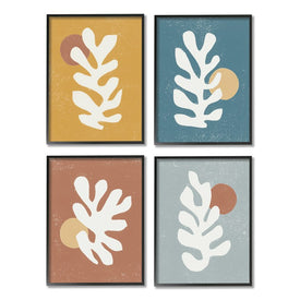 Fluid Matisse Inspired Plants Abstract Organic Shapes 20" x 16" Black Framed Wall Art Four-Piece Set