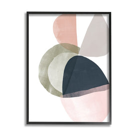 Encapsulated Abstraction Organic Blue Green Pink 30" x 24" Black Framed Wall Art