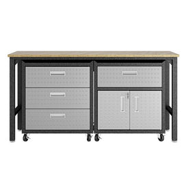 Fortress Mobile Three-Piece Space-Saving Garage Cabinet and Worktable 5.0
