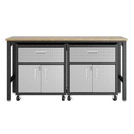 Fortress Mobile Three-Piece Space-Saving Garage Cabinet and Worktable 4.0