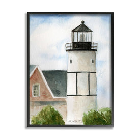 Sandy Neck Lighthouse Coastal Beach Architecture 14" x 11" Black Framed Wall Art