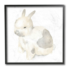 Sleepy Bunny Illustration Nursery Style Animal 12" x 12" Black Framed Wall Art