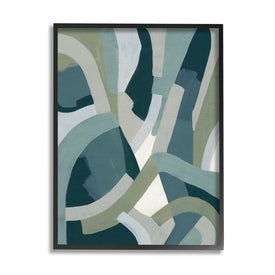 Layered Curved Shapes Abstract Green Limestone 20" x 16" Black Framed Wall Art