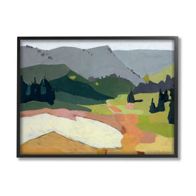 Winter Thawed Abstract Snow Mountain Landscape 20" x 16" Black Framed Wall Art