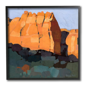 Canyon Side Abstract Landscape Southwestern Mountains 12" x 12" Black Framed Wall Art