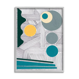 Geometric and Line Abstraction Modern Circular Shapes 20" x 16" Gray Framed Wall Art