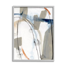 Sabine Inspired Abstract Design Expressive Organic Shapes 20" x 16" Gray Framed Wall Art