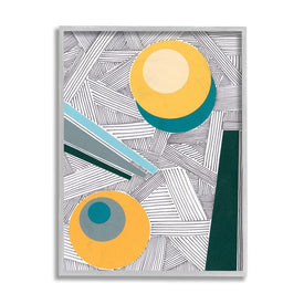 Modern Geometric Abstraction Asymmetrical Circles 20" x 16" Gray Framed Wall Art