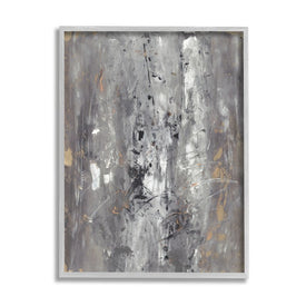 Ancient Mark Inspired Abstraction Gray Brown Design 14" x 11" Gray Framed Wall Art