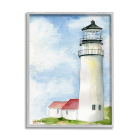Highland Lighthouse Nautical Coast Architecture 14" x 11" Gray Framed Wall Art