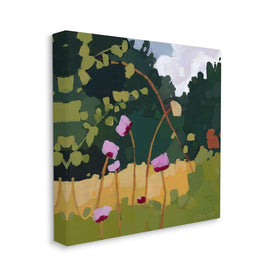 Wildflower Meadow Greenery Abstract Thistle Landscape 24" x 24" Gallery Wrapped Wall Art