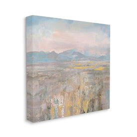 Abstract Mountain Landscape Soft Blue Brown Pink 17" x 17" Gallery Wrapped Wall Art