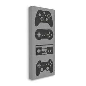 Video Game Controller Shapes Distressed Vintage Gray 40" x 17" Gallery Wrapped Wall Art