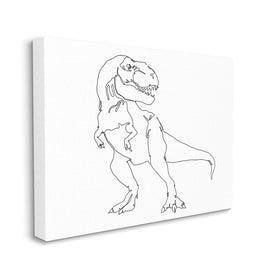 T-Rex Dinosaur Portrait Minimal Outline Linework 20" x 16" Gallery Wrapped Wall Art