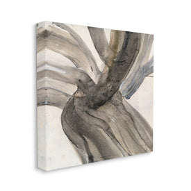 Curved Coastal Driftwood Abstraction Neutral Brown 17" x 17" Gallery Wrapped Wall Art