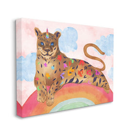Fantasy Jungle Cat On Mystical Rainbow 20" x 16" Gallery Wrapped Wall Art