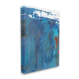 Sea Wave Inspired Abstract Design Blue Red 20" x 16" Gallery Wrapped Wall Art