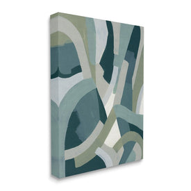 Layered Curved Shapes Abstract Green Limestone 20" x 16" Gallery Wrapped Wall Art