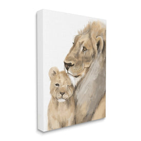 Lion Cub and King Safari Animal Portrait 20" x 16" Gallery Wrapped Wall Art