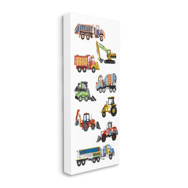Vibrant Trucks of Construction Playful Children's Chart 24" x 10" Gallery Wrapped Wall Art