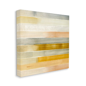 Golden and Green Ombre Stripes Geometric Abstraction 24" x 24" Gallery Wrapped Wall Art