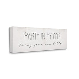 Party in Crib Quote BYOB Baby Bottle Humor 30" x 13" Gallery Wrapped Wall Art