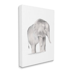 Standing Baby Elephant Soft Gray Illustration 20" x 16" Gallery Wrapped Wall Art