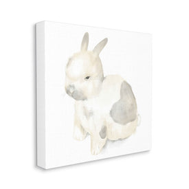 Sleepy Bunny Illustration Nursery Style Animal 17" x 17" Gallery Wrapped Wall Art