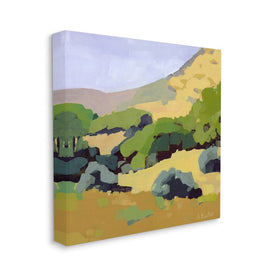 Green Hillside Meadow Abstract Country Landscape 17" x 17" Gallery Wrapped Wall Art