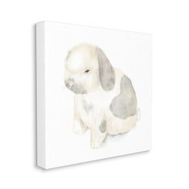 Adorable Baby Bunny Soft Gray Beige Illustration 17" x 17" Gallery Wrapped Wall Art