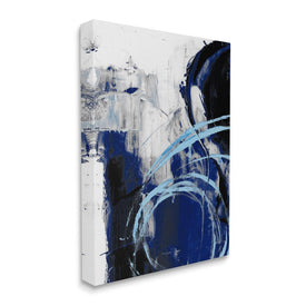 Chaotic Blue Movements Indigo Abstract Design 20" x 16" Gallery Wrapped Wall Art