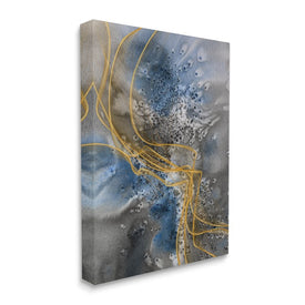 Coastal Shore Inspired Abstract Design Blue Gray 20" x 16" Gallery Wrapped Wall Art