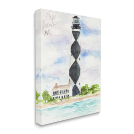 Black Diamond Lighthouse With Beach Coast Landscape 20" x 16" Gallery Wrapped Wall Art