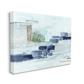Modern Abstract Coastal Landscape Organic Blocks 20" x 16" Gallery Wrapped Wall Art