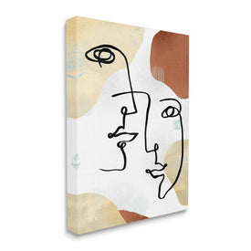 Asymmetrical Linework Portraits Abstract Organic Shapes 20" x 16" Gallery Wrapped Wall Art