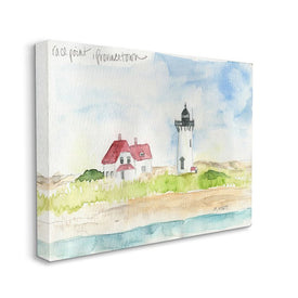 Race Point Lighthouse Coastal Water Landscape 20" x 16" Gallery Wrapped Wall Art