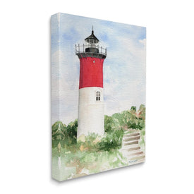 Stairs Leading to Nauset Lighthouse Green Cliffside 48" x 36" Gallery Wrapped Wall Art