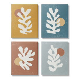 Fluid Matisse Inspired Plants Abstract Organic Shapes 20" x 16" Gallery Wrapped Wall Art Four-Piece Set
