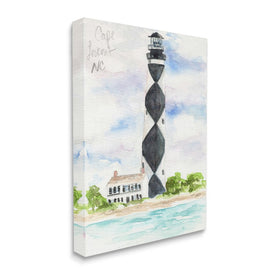 Black Diamond Lighthouse With Beach Coast Landscape 48" x 36" Gallery Wrapped Wall Art