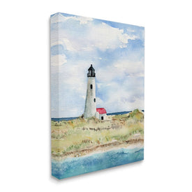 Lighthouse on Peninsula Soft Coastal Landscape 40" x 30" Gallery Wrapped Wall Art